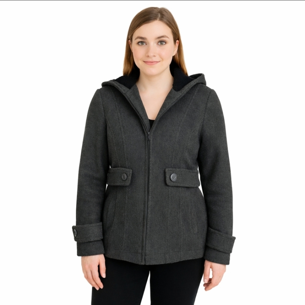 Covington Outerwear Gray Womens Fishermans Cozy Peacoat Sz Small